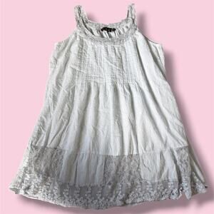 Positano by Jean Paul white lace babydoll dress with lace trim, size M